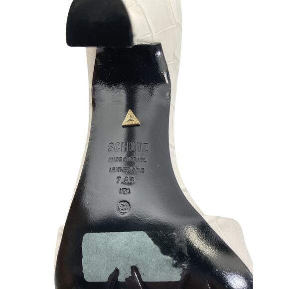 Schutz 'Posseni' White Leather Slide Sandal Size 7.5 M - Picture 6 of 6